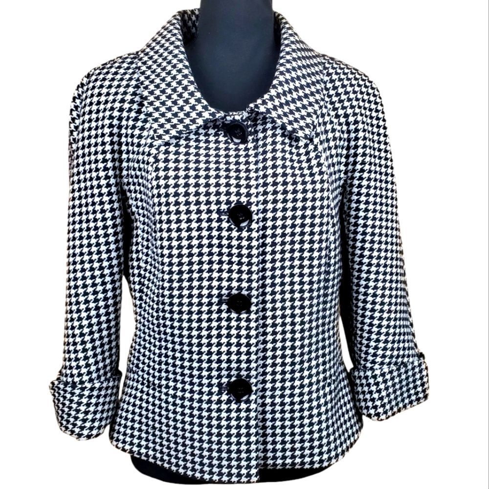 BASLER Black White Houndstooth Blazer Jacket Size 36 EU / US 6